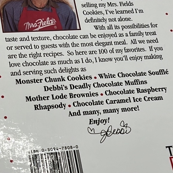 MRS FIELDS I LOVE CHOCOLATE COOKBOOK - Picture 6 of 7